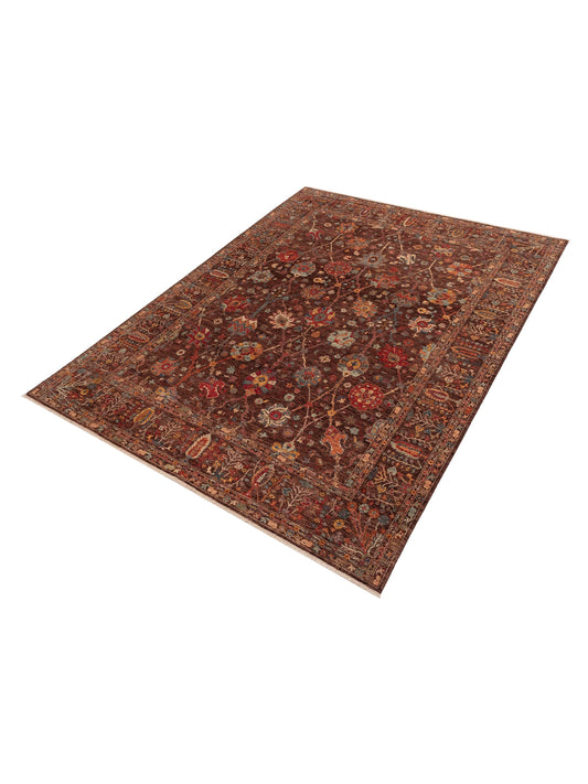 Sabira Brown Brown 8.11x11.8 Hand Knotted Rug