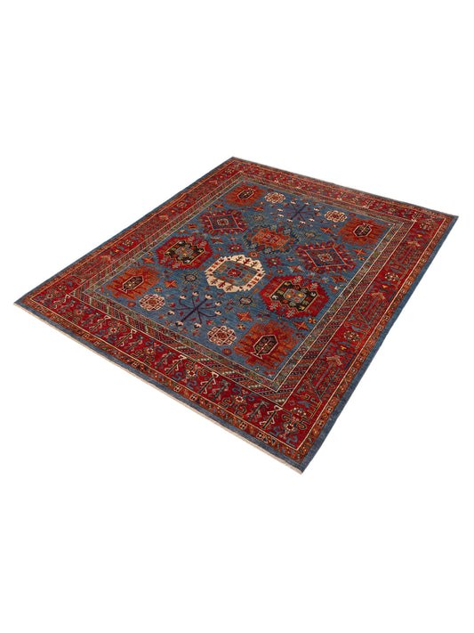 Zamira Indigo Red 8.6x10 Hand Knotted Rug