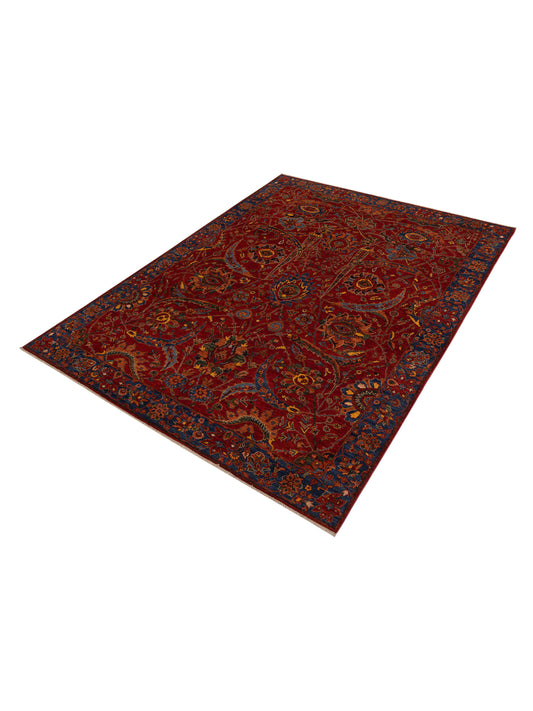 Lailora Red Blue 8.10x11.8 Hand Knotted Rug