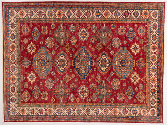 Zamira Red Ivory 8.11x11.11 Hand Knotted Rug