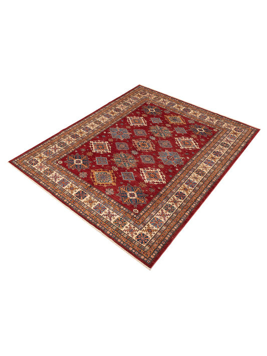 Zamira Red Ivory 8x9.8 Hand Knotted Rug