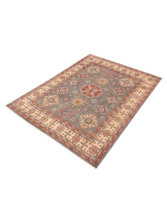 Kazura Gray Ivory 7.9x10.2 Hand Knotted Rug