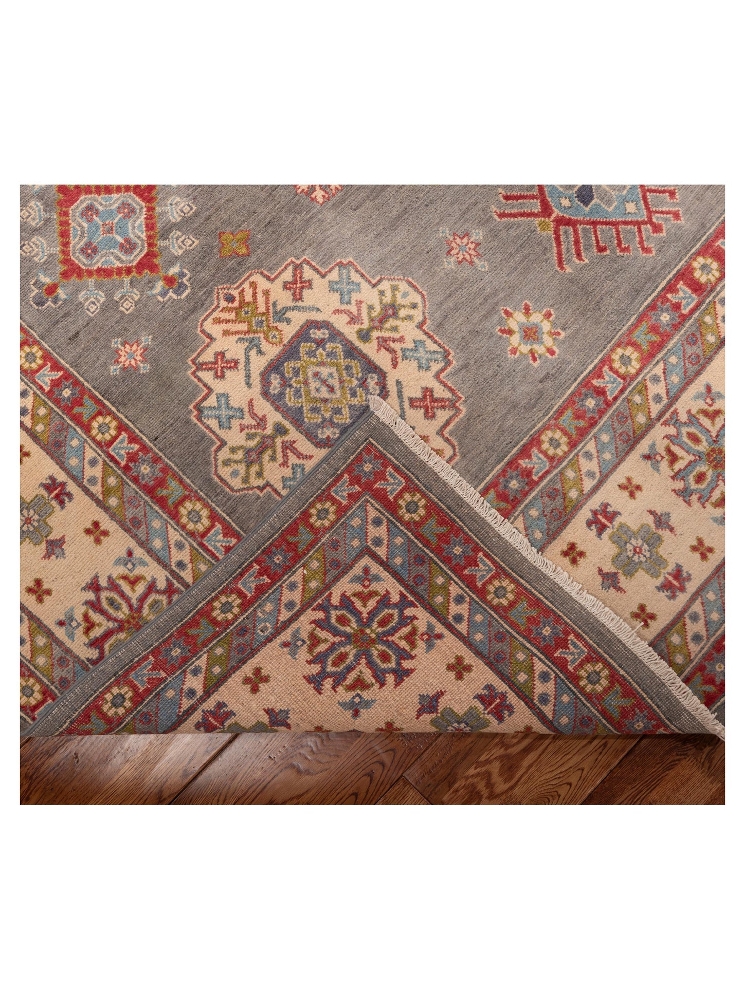 Kazura Gray Ivory 7.9x10.2 Hand Knotted Rug