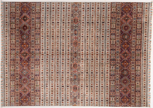Khoraya Silver Red 8.2x11.5 Hand Knotted Rug