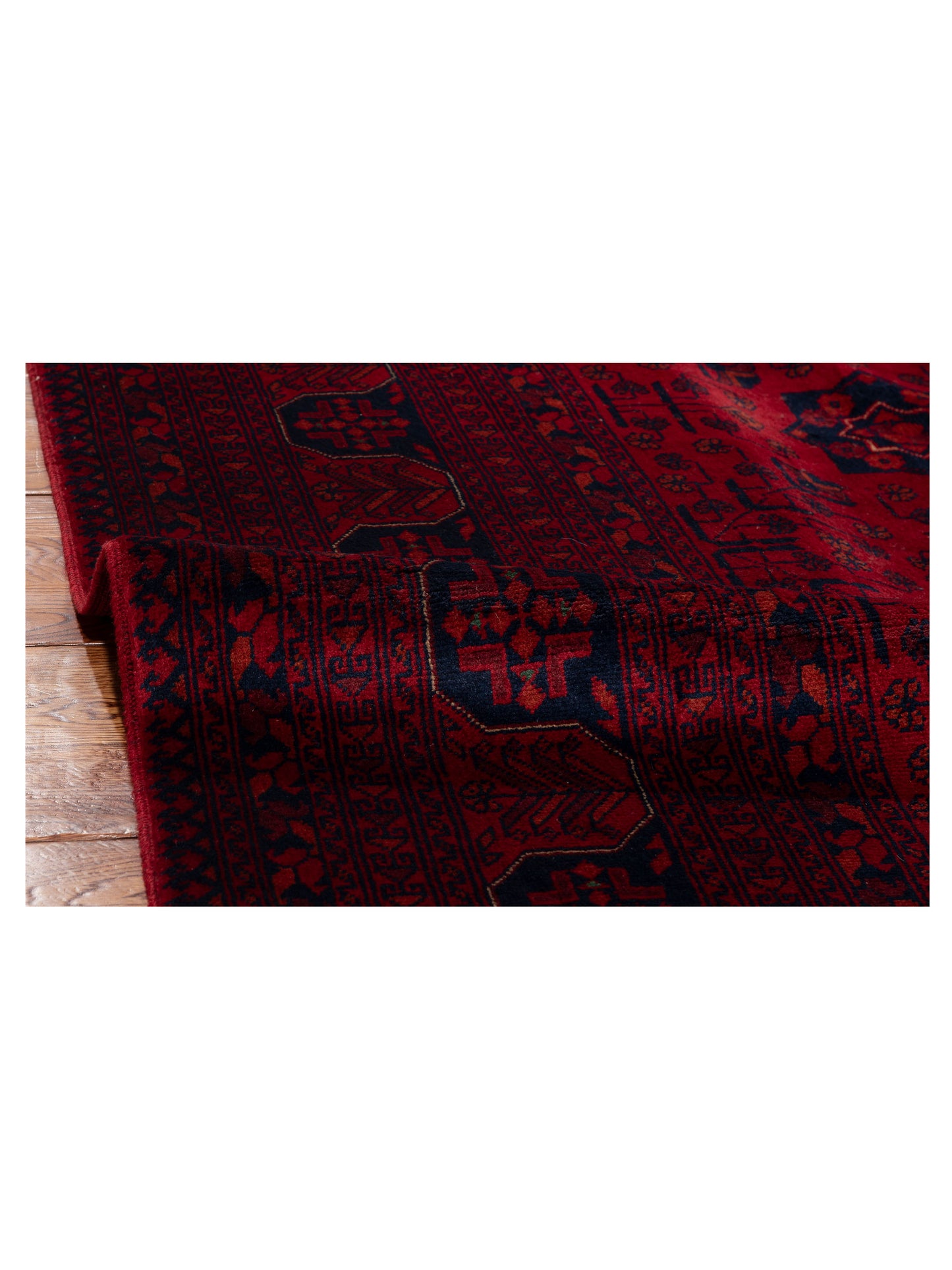 Afghan Beljik Red Navy 9.1x12.1 Hand Knotted Rug