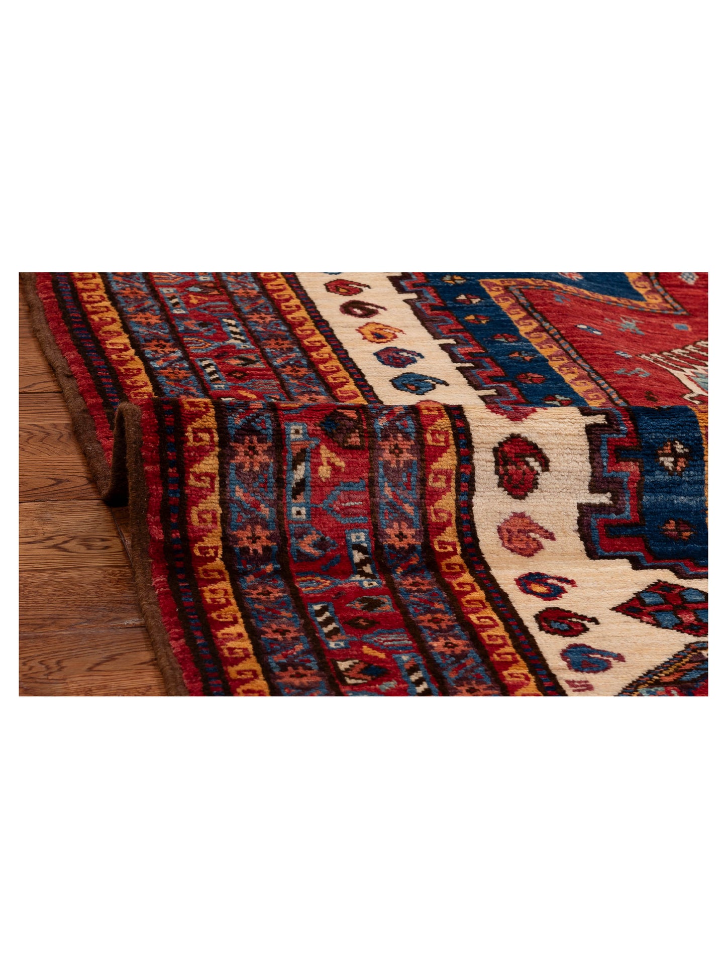Sabira Blue Red 6.4x8.9 Hand Knotted Rug