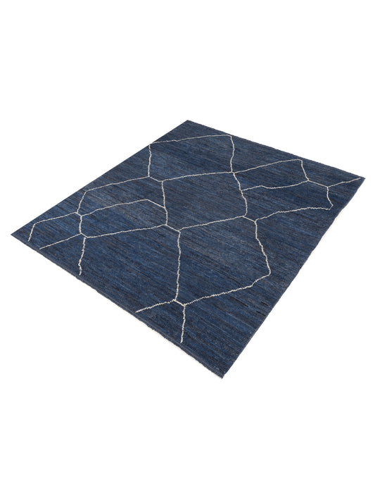 Baskra Blue Blue 8.3x9.5 Hand Knotted Rug
