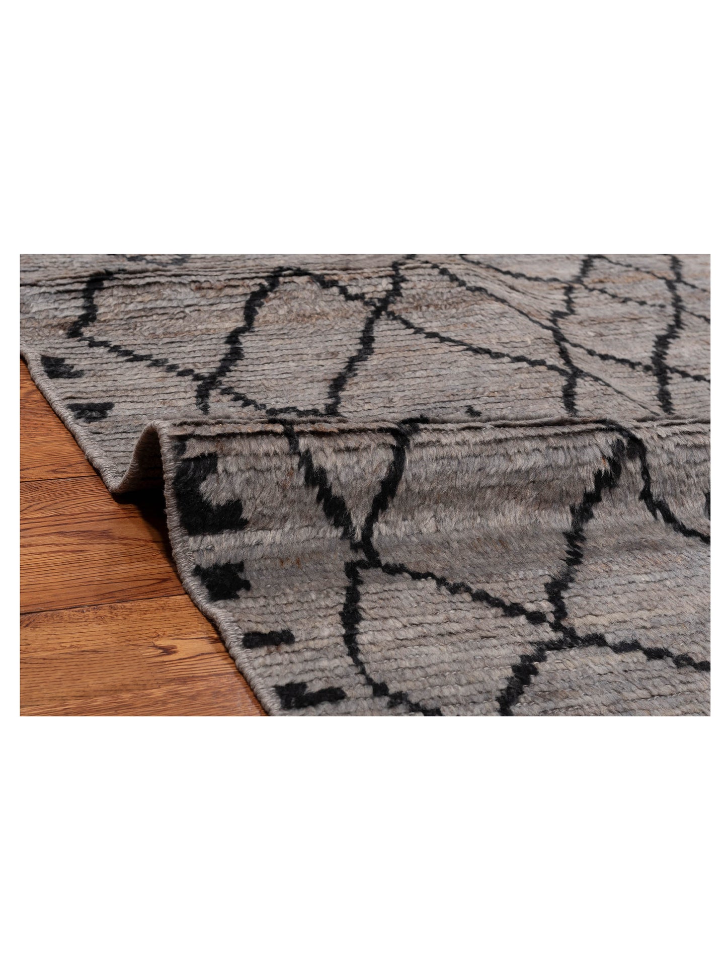 Baskra Gray Black 8.2x10.4 Hand Knotted Rug