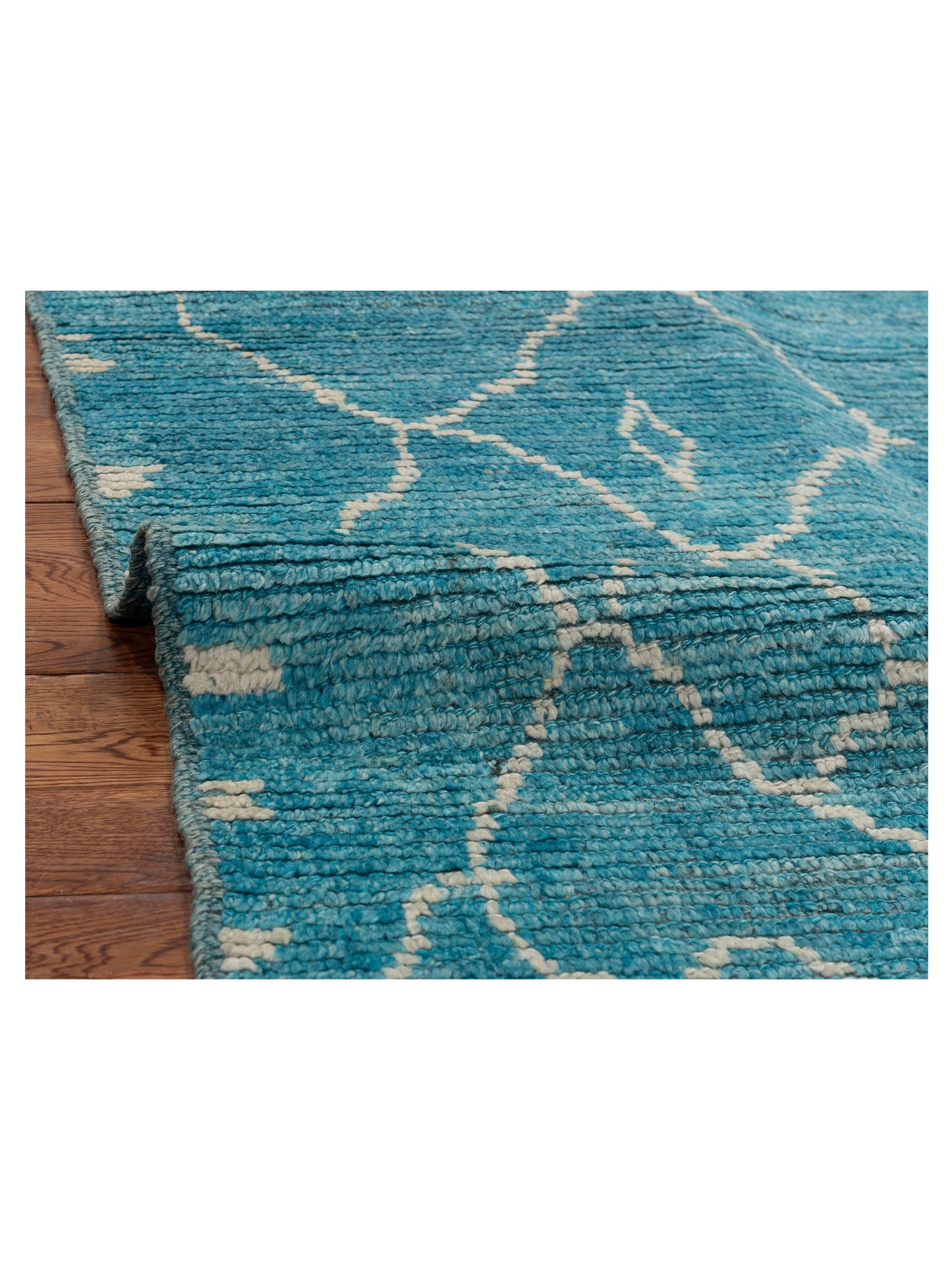 Baskra Turquoise Ivory 5.7x7.9 Hand Knotted Rug