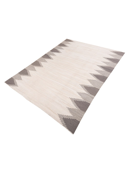 Flaxen Ivory Gray 10.8x14.2 Hand Woven Rug