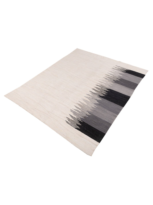 Flaxen Ivory Gray 8x9.8 Hand Woven Rug
