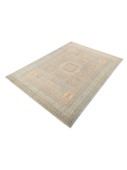 Mamluk Lux Gray Gray 8.10x12.3 Hand Knotted Rug