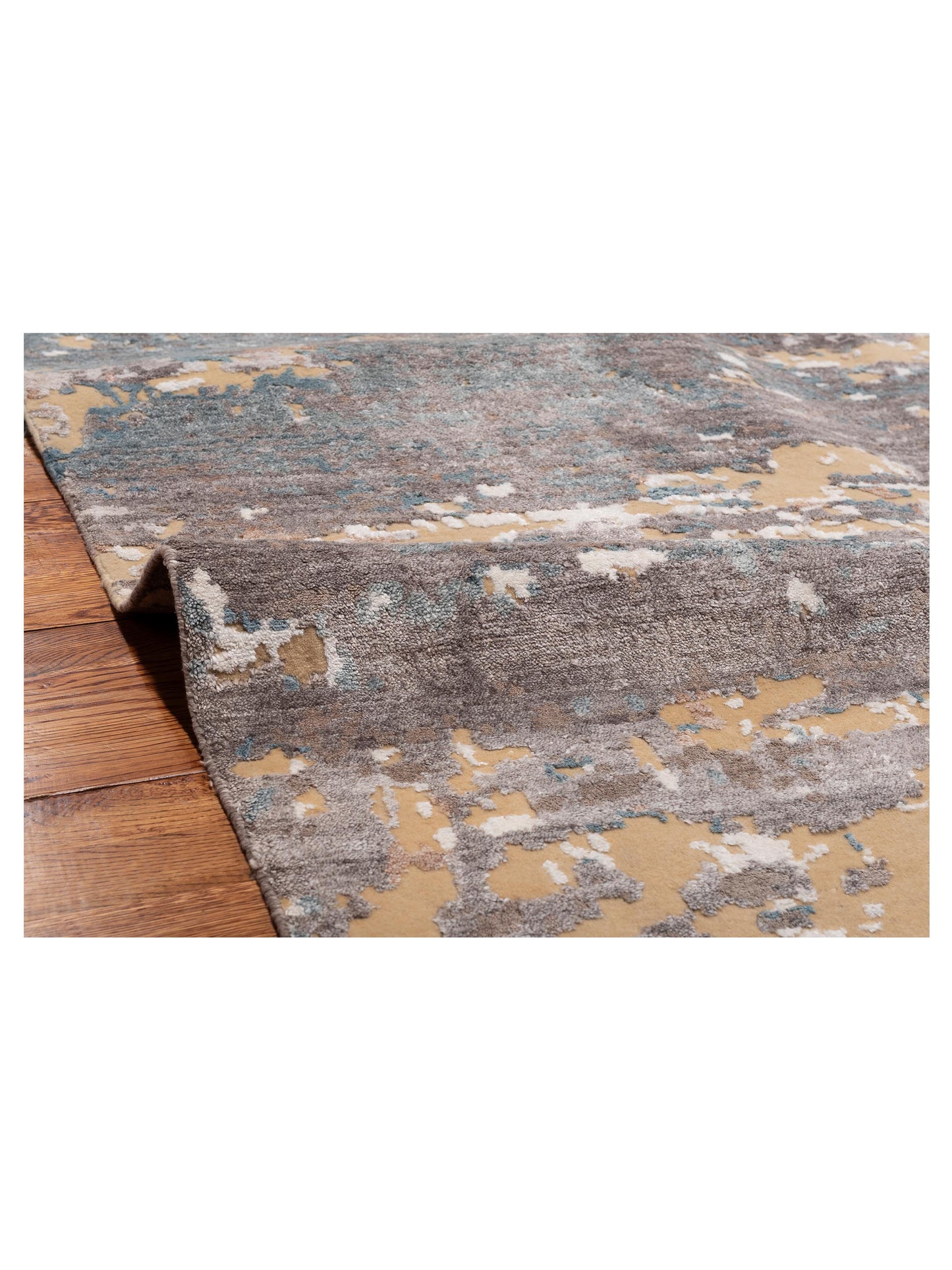 Tenzari Gray Gold 12.7x15.2 Hand Knotted Rug