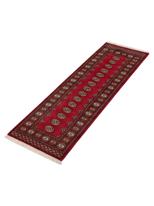 Bokhara Red Red 2.7x8 Hand Knotted Rug