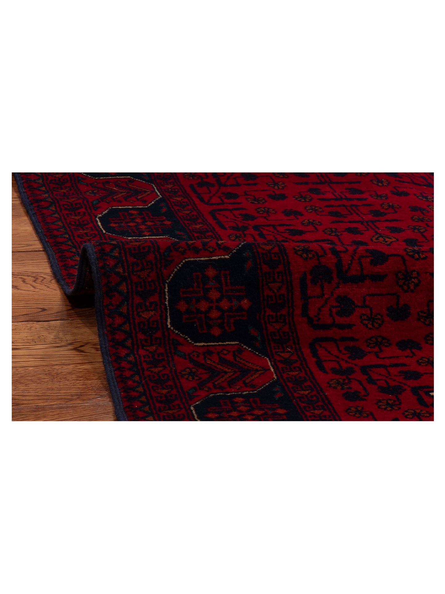 Afghan Beljik Red Navy 5.5x7.10 Hand Knotted Rug