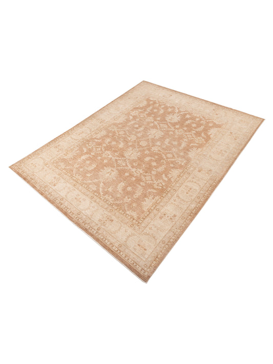 Sabira Brown Ivory 8.11x11.7 Hand Knotted Rug