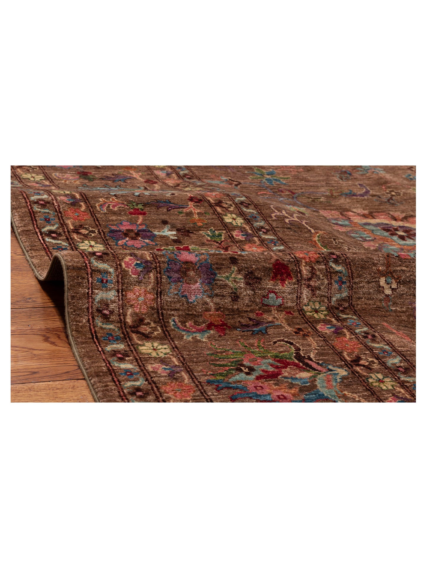 Sabira Brown Brown 8.11x11.10 Hand Knotted Rug