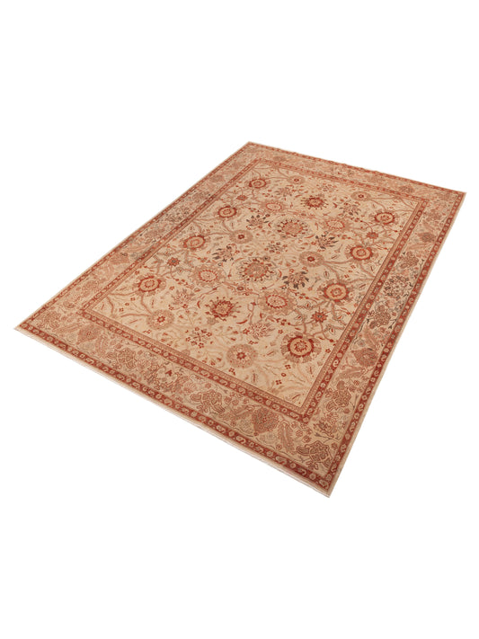 Turkish Elvaria Beige Beige 9.10x13.10 Hand Knotted Rug