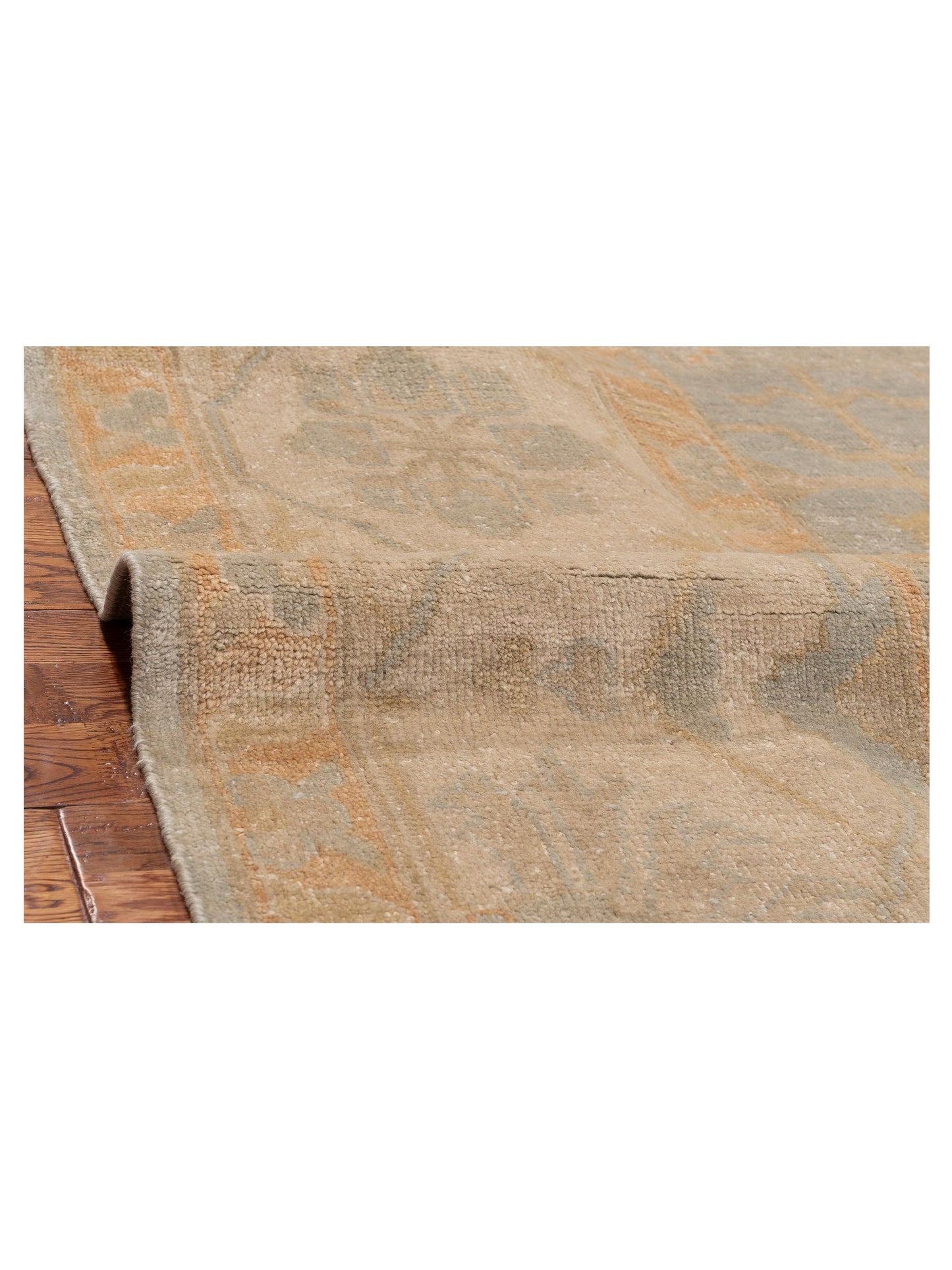 Oushara Blue Ivory 9.3x11.10 Hand Knotted Rug