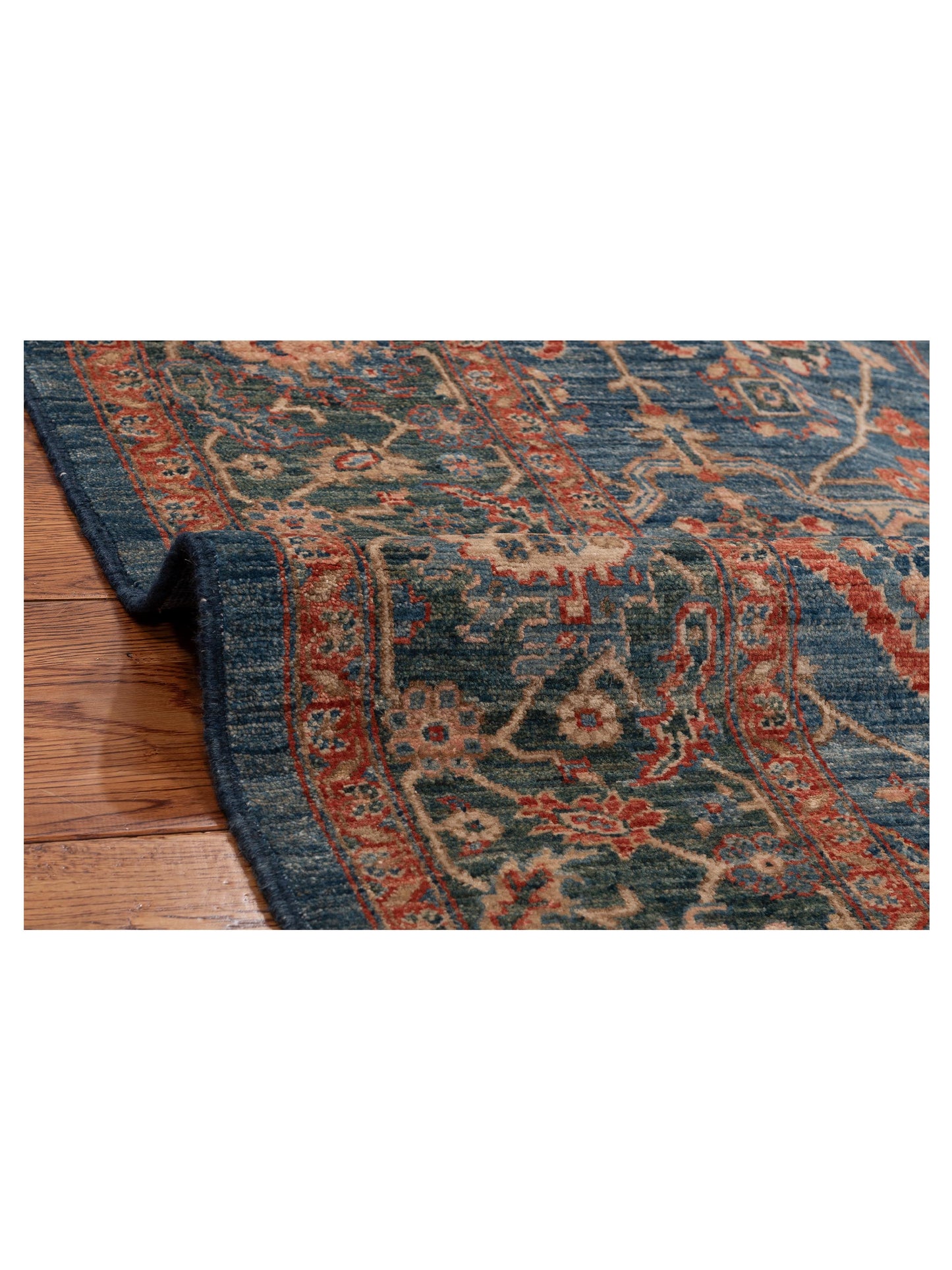 Sabira Blue Green 5.9x7.10 Hand Knotted Rug