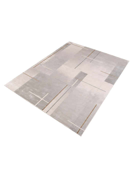 Calvera Beige Silver 8x10 Machine Made Rug