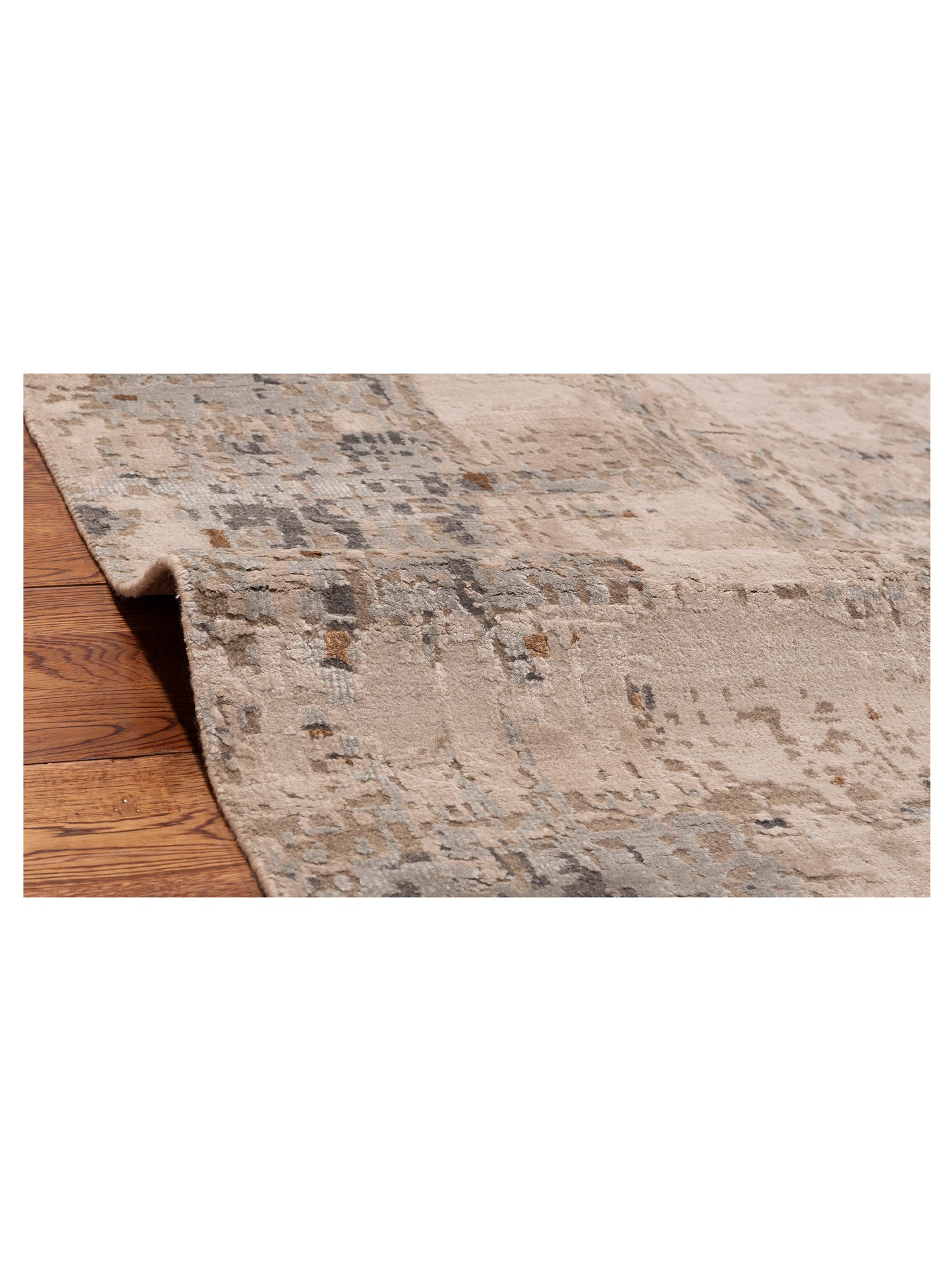 Tenzari Beige Gray 10x14.1 Hand Knotted Rug