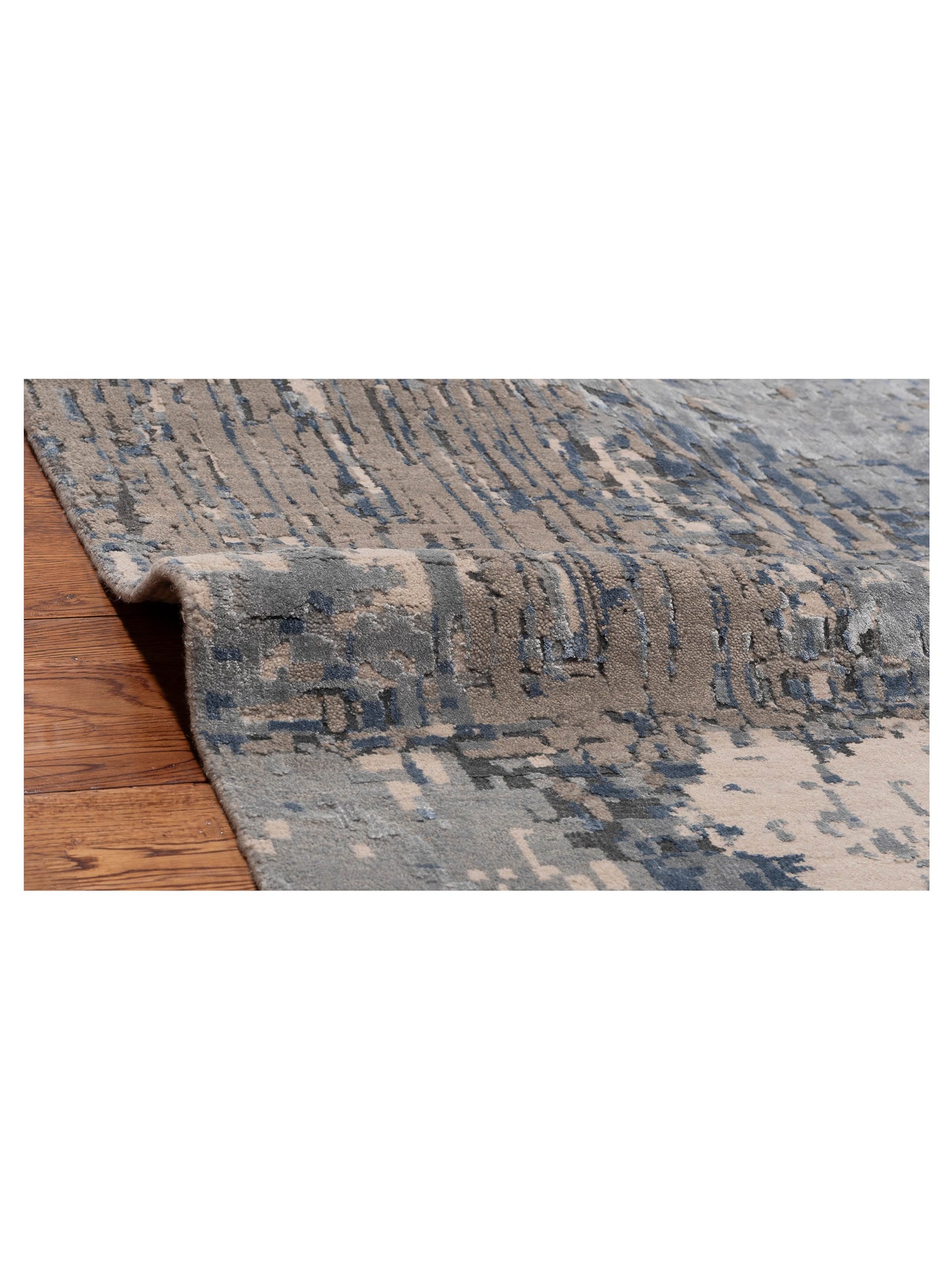 Tenzari Silver Blue 10x14.2 Hand Knotted Rug