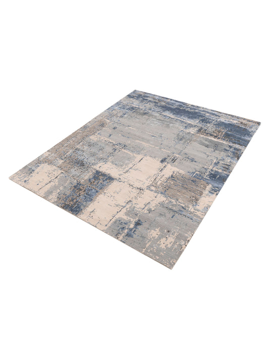 Tenzari Silver Blue 8X10 Hand Knotted Rug