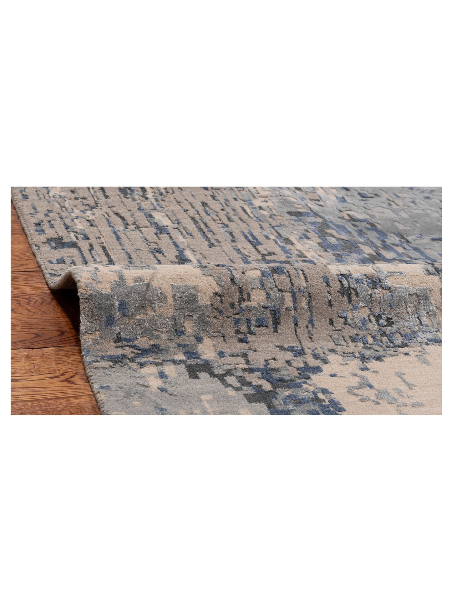 Tenzari Silver Blue 9x12 Hand Knotted Rug