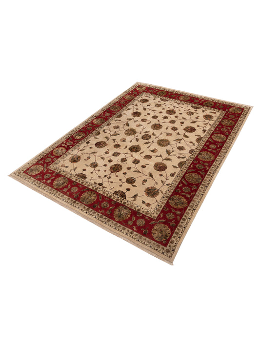 Javira Silk Ivory Red 8.10x11.11 Hand Knotted Rug