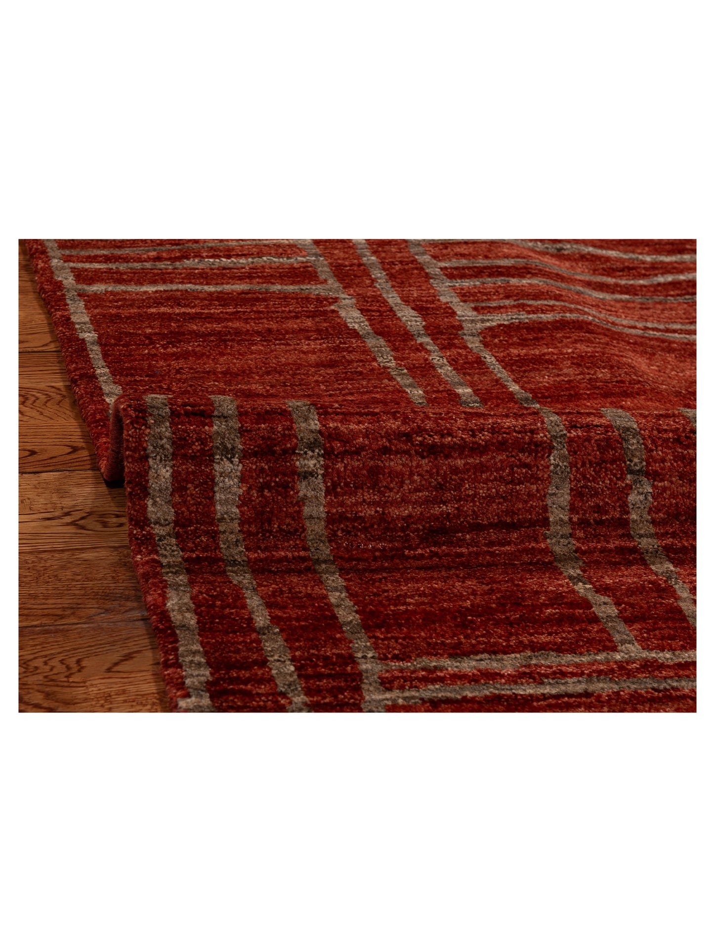 Tenzari Red Ivory 5.6x8.1 Hand Knotted Rug