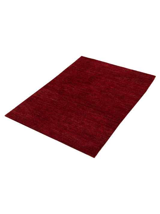 Tenzari Red Red 5x6.9 Hand Knotted Rug