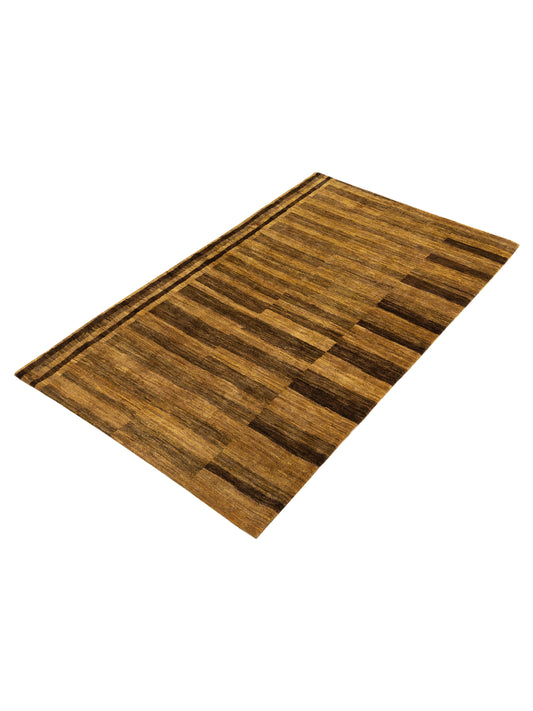 Tenzari Gold Brown 5x8.6 Hand Knotted Rug