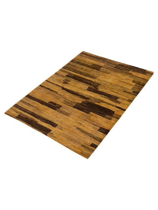 Tenzari Gold Brown 5x7 Hand Knotted Rug