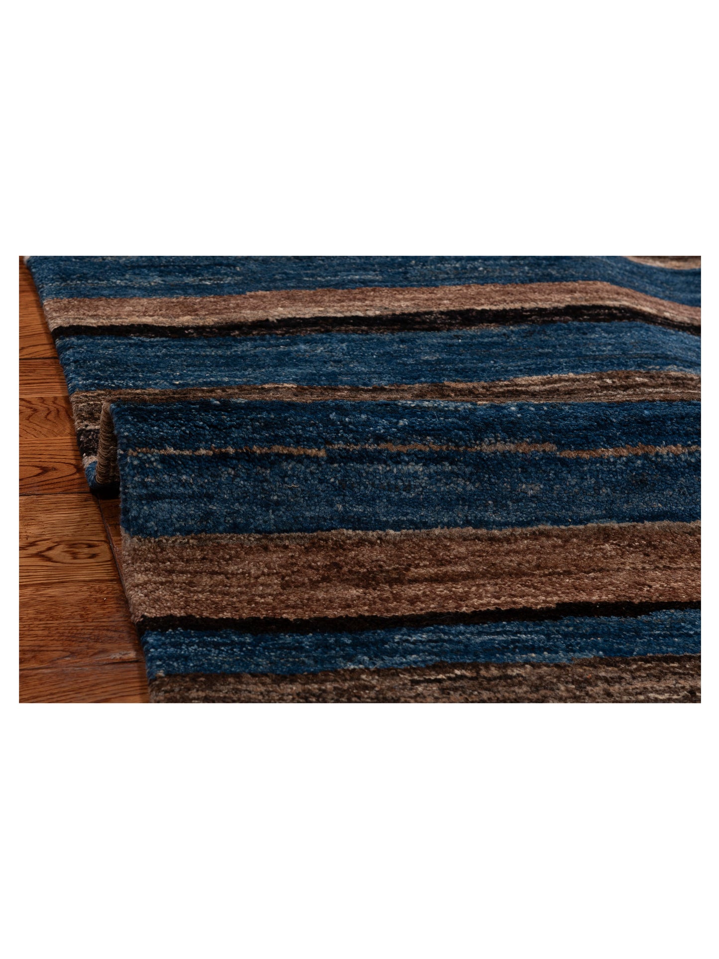 Tenzari Blue Brown 5.4x8.3 Hand Knotted Rug
