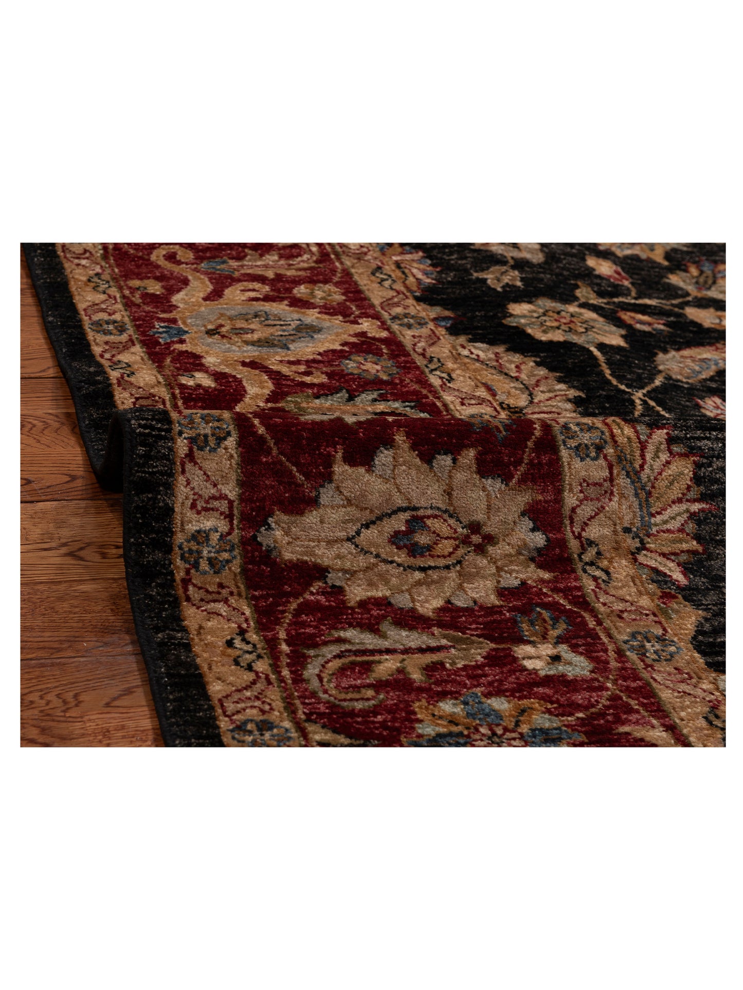 Zardun Black Red 5.11x8.11 Hand Knotted Rug