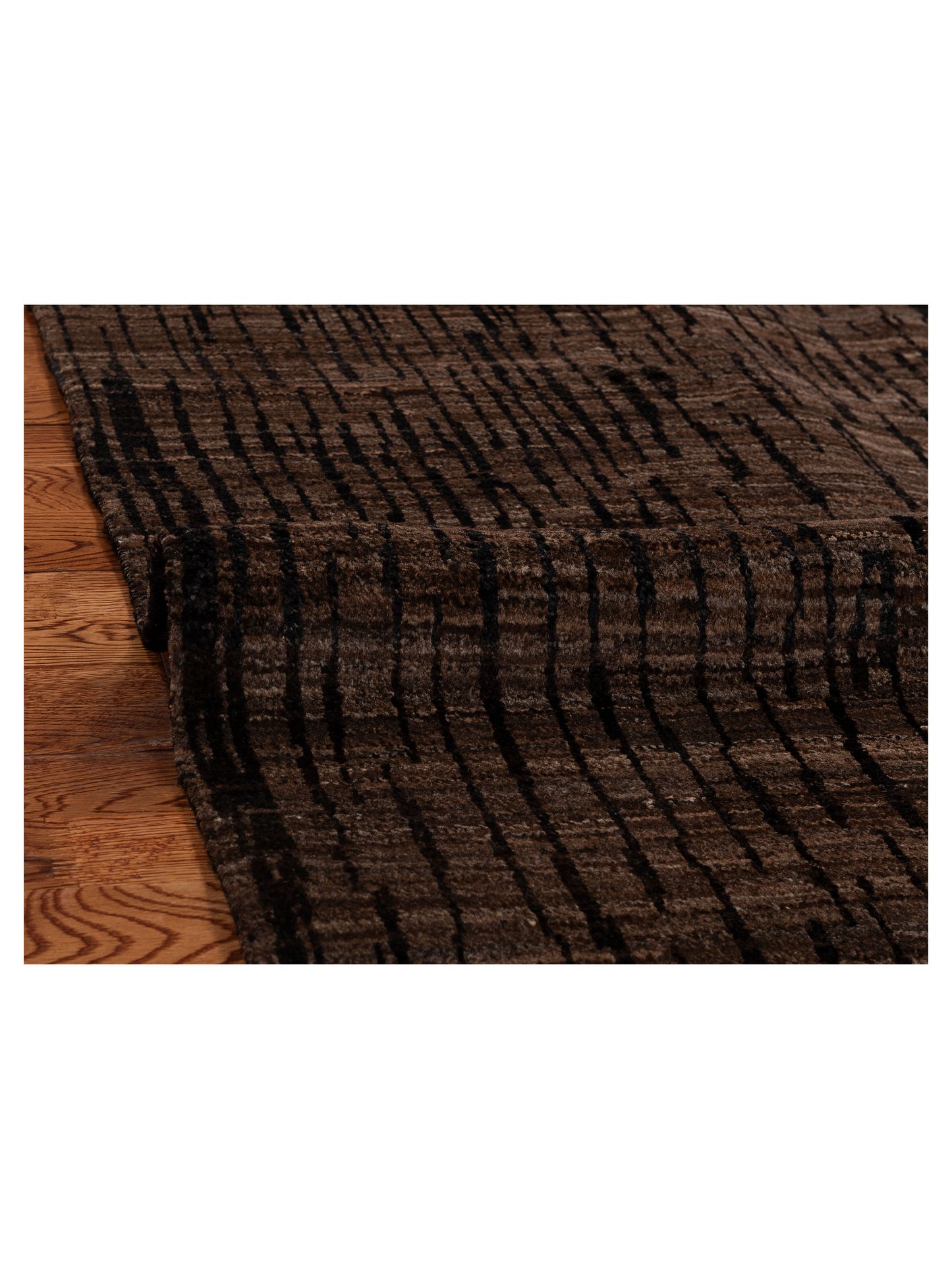 Tenzari Black Brown 4.5x6.1 Hand Knotted Rug