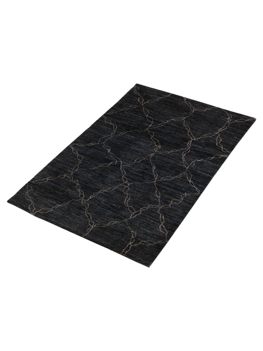 Tenzari Blue Charcoal 4x6.1 Hand Knotted Rug