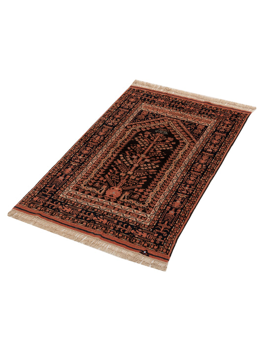 Shirvara Black Orange 3.10x5.11 Hand Knotted Rug