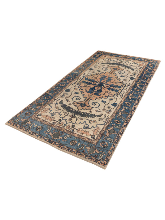 Nomadra Beige Blue 7.4x13.5 Hand Knotted Rug