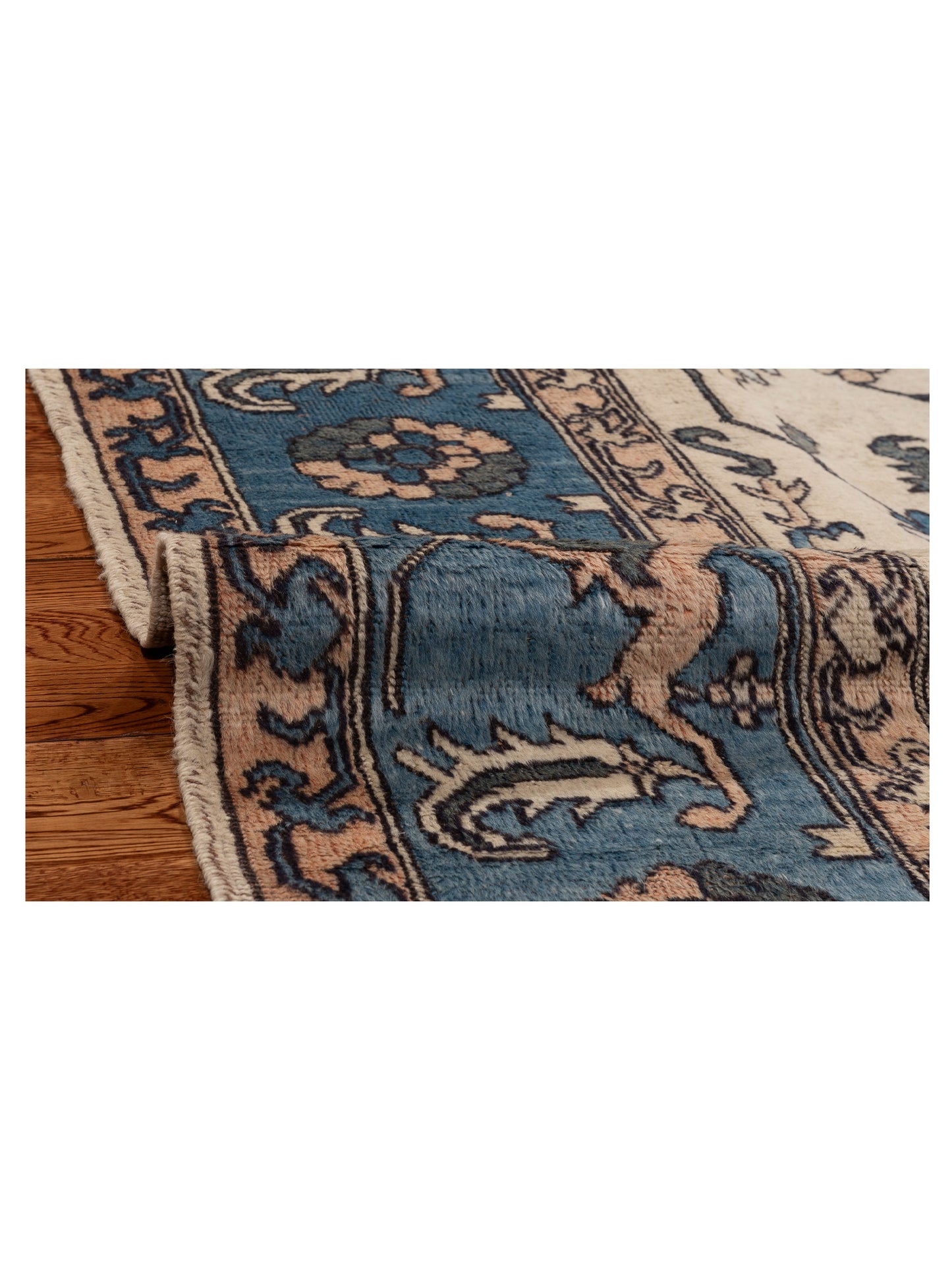 Nomadra Beige Blue 7.4x13.5 Hand Knotted Rug