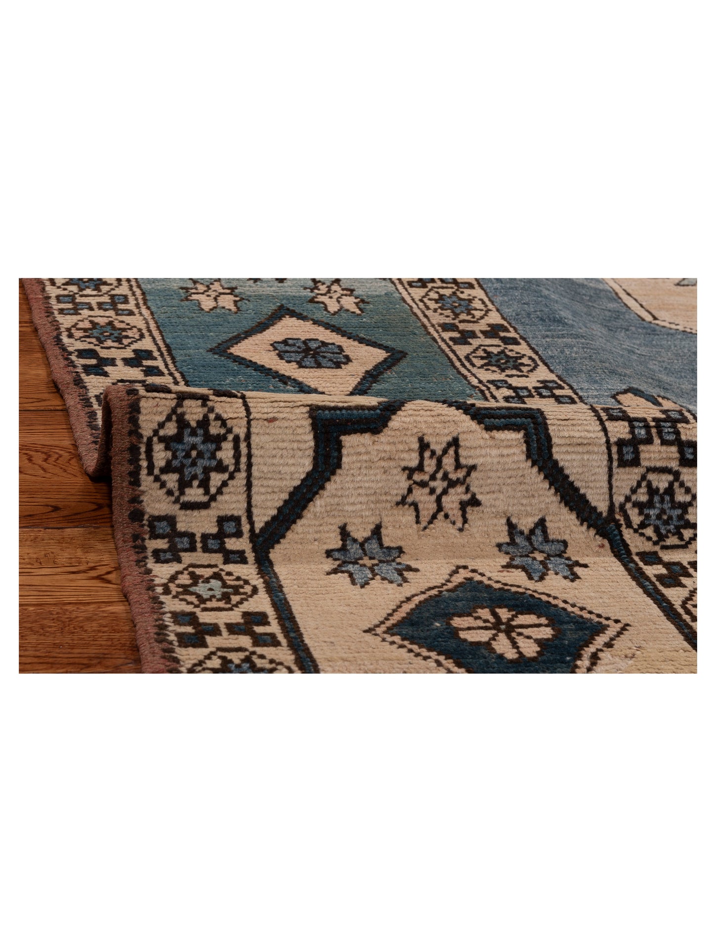 Nomadra Blue Beige 7.10x10.8 Hand Knotted Rug