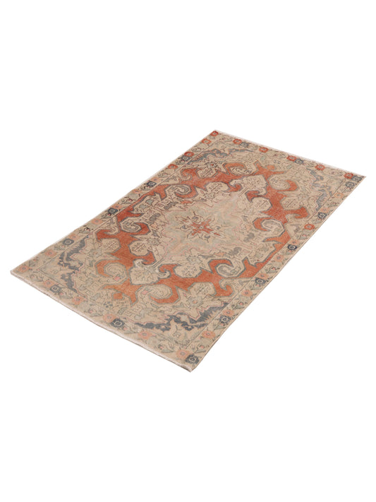 Nomadra Orange Beige 4.2x6.9 Hand Knotted Rug