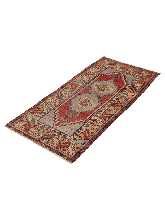 Nomadra Red Beige 3.8x7.9 Hand Knotted Rug
