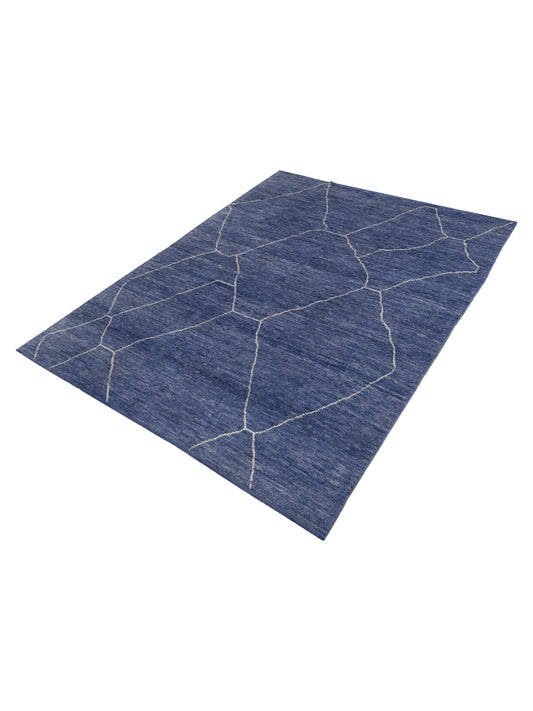 Baskra Jean Blue 9.1x11.8 Hand Knotted Rug