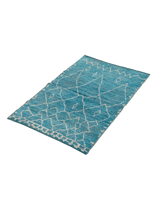 Baskra Turquoise 4.2x6 Hand Knotted Rug