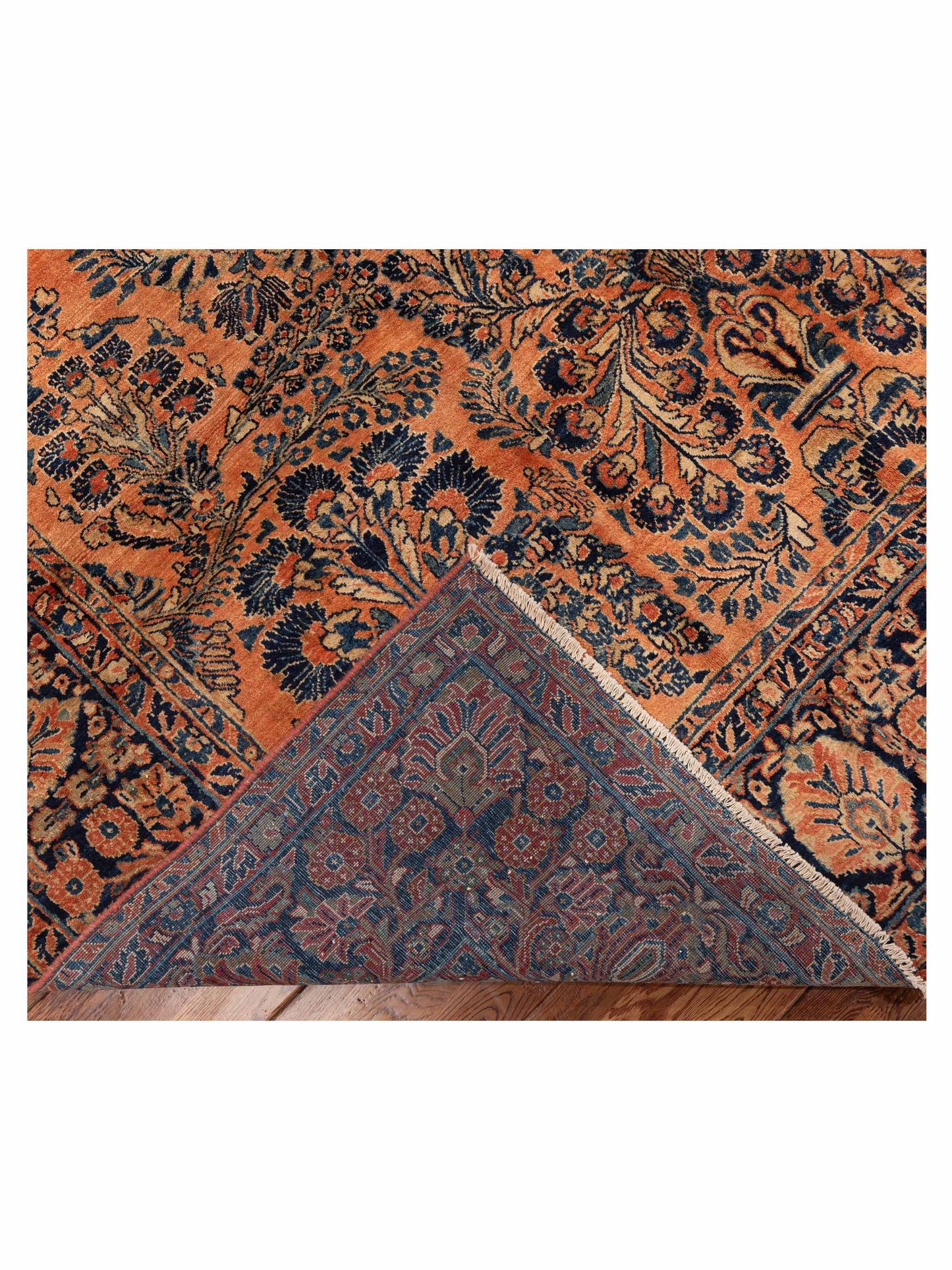 Antiqua Heirloom Orange Blue 7.8x10.8 Hand Knotted Rug
