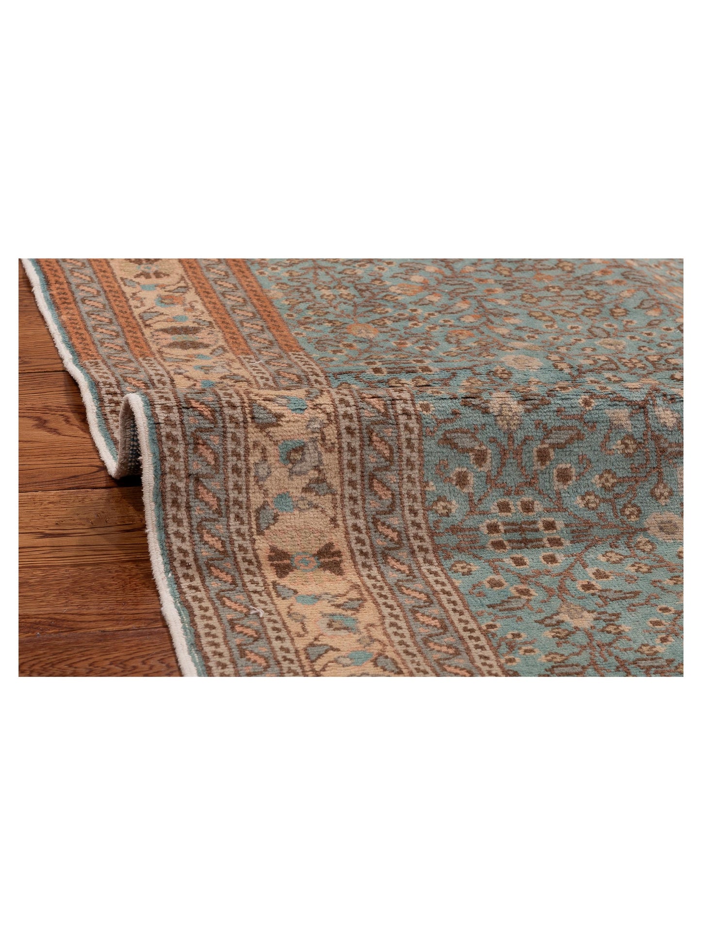 Caesarea Blue Beige 2.10x9.4 Hand Knotted Rug