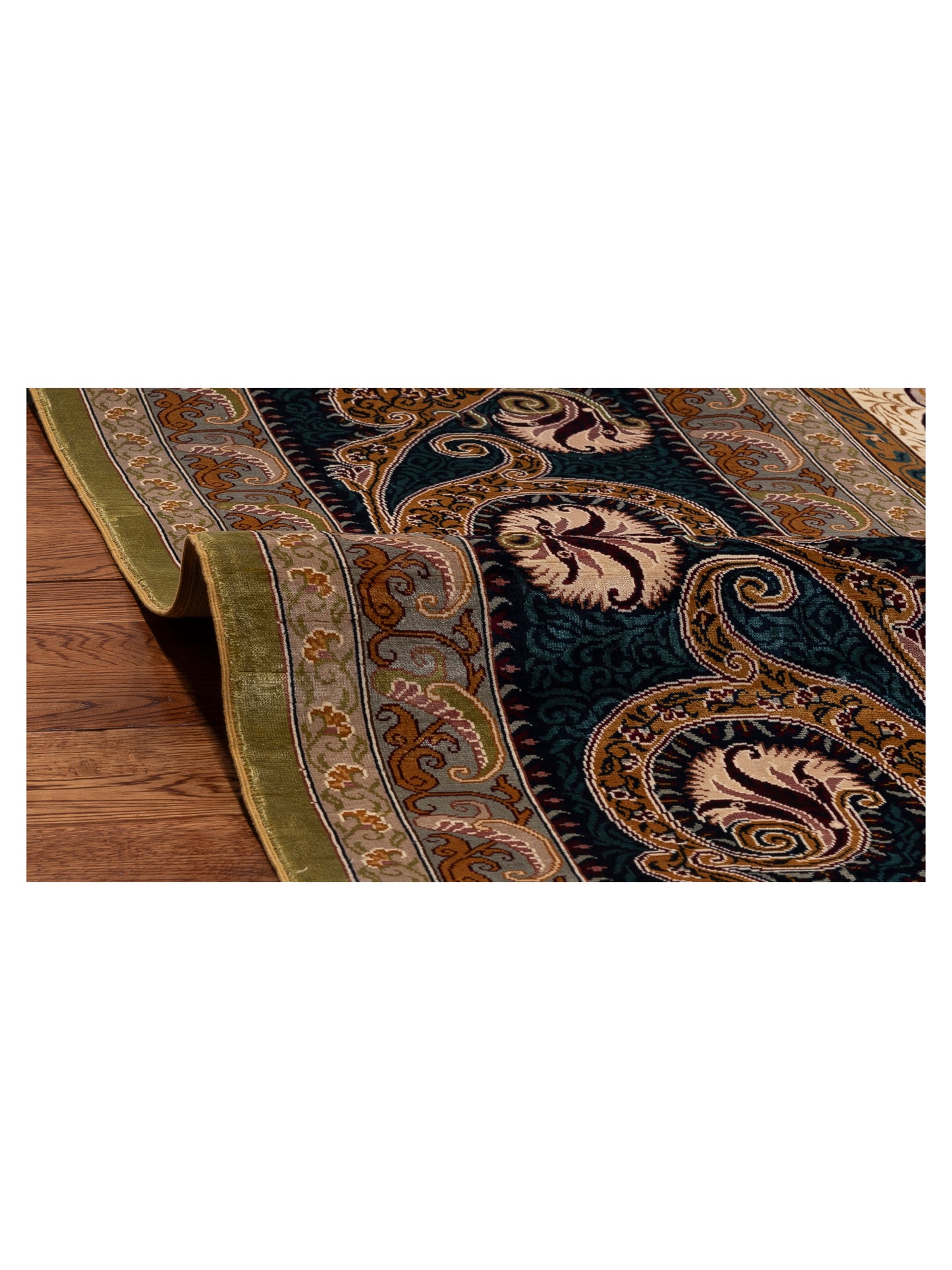 Serelis Green Blue 9.1x12.4 Hand Knotted Rug