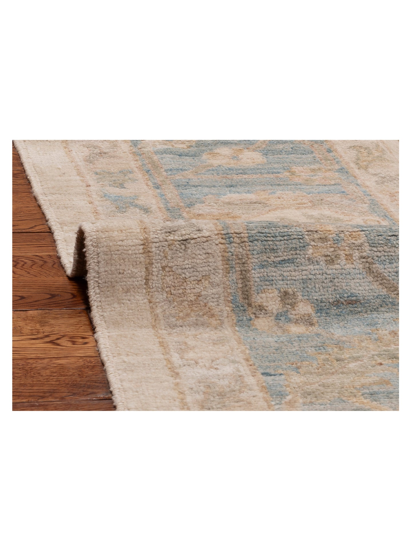 Oushak Beige Blue 9.4x12.1 Hand Knotted Rug